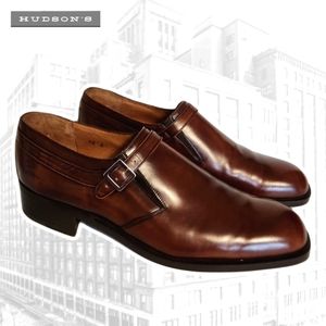 Vintage 1969 Hudson's Men's Store Brown Leather Monk Strap Shoes, Size: 8 1/2